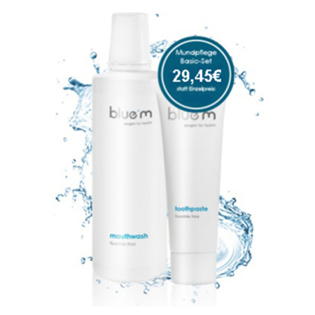 blueM Implantat-Pflegeset – Mundspülung 500 ml + Zahncreme 75 ml (fluoridfrei)
