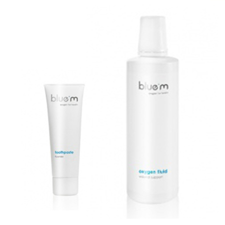 blueM perio care Zahn/Zahnfleisch-Pflegeset (1x Zahnpasta mit Fluorid 75ml + 1x Sauerstofffluid 500ml)